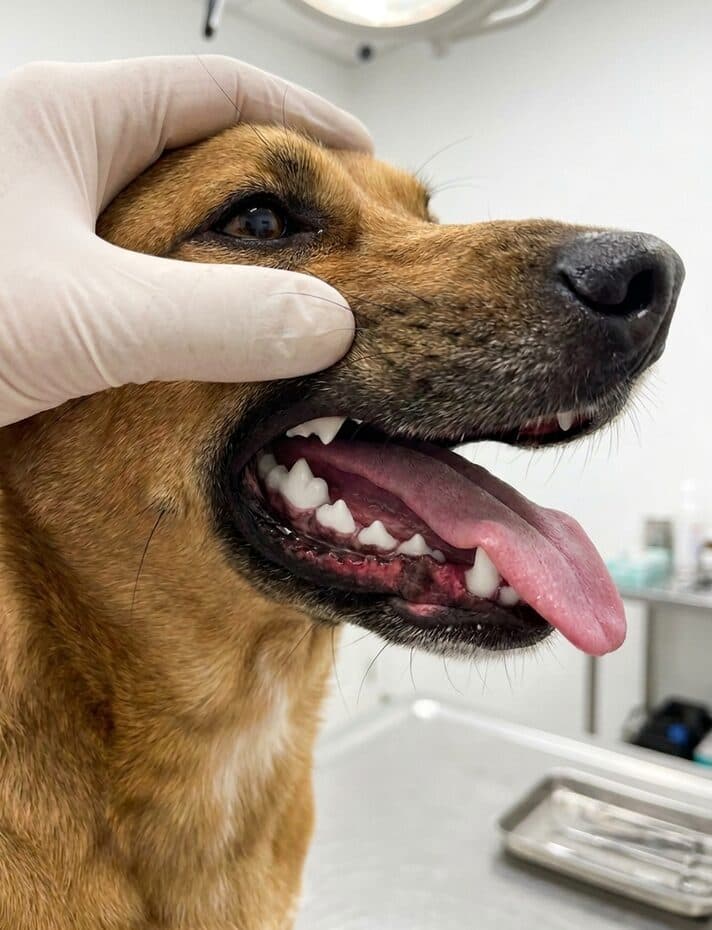 After cleaning: A dog's teeth transformed by ultrasonic cleaning